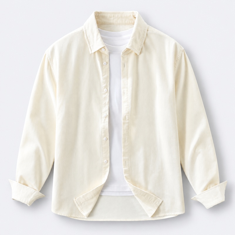 Corduroy Button Up Shirt Men - Camisa de pana 100% algodón para