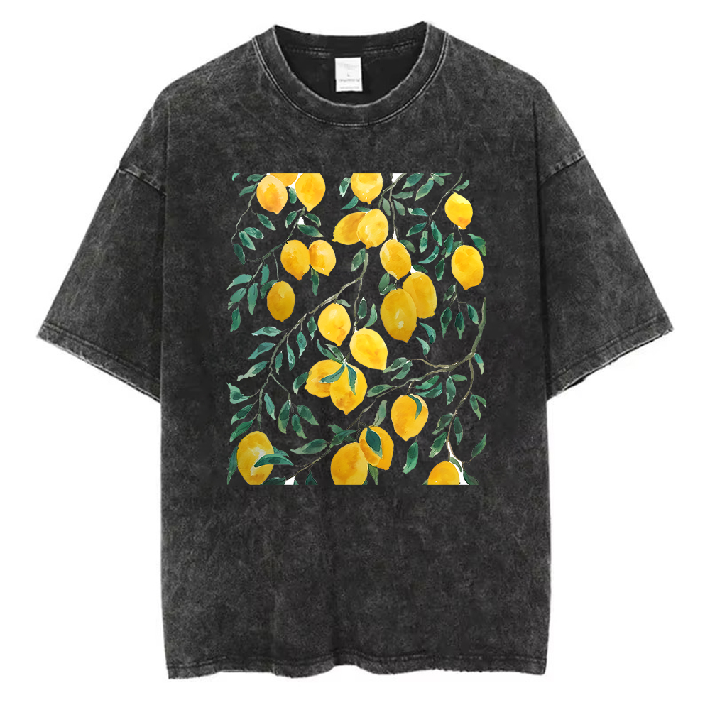 Acid Wash Vintage Graphic T Shirt - Camiseta Vintage de Algodón Lavado para