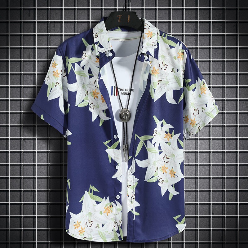 Vintage Hawaiian Floral Shirt - Camisas hawaianas de playa para hombre,
