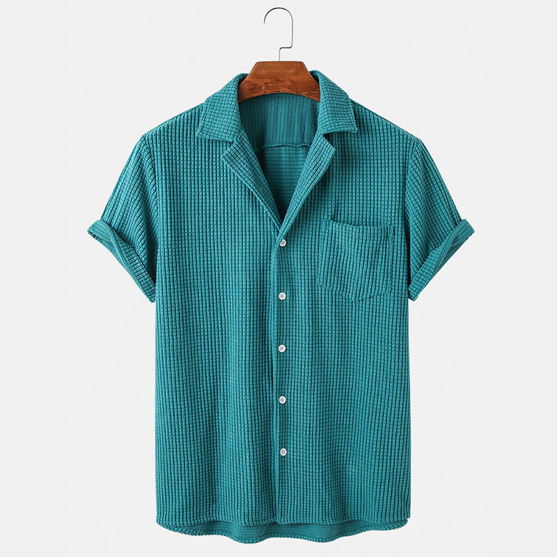 Corduroy Button Up Shirt Men - Ropa de verano para hombre, camisas