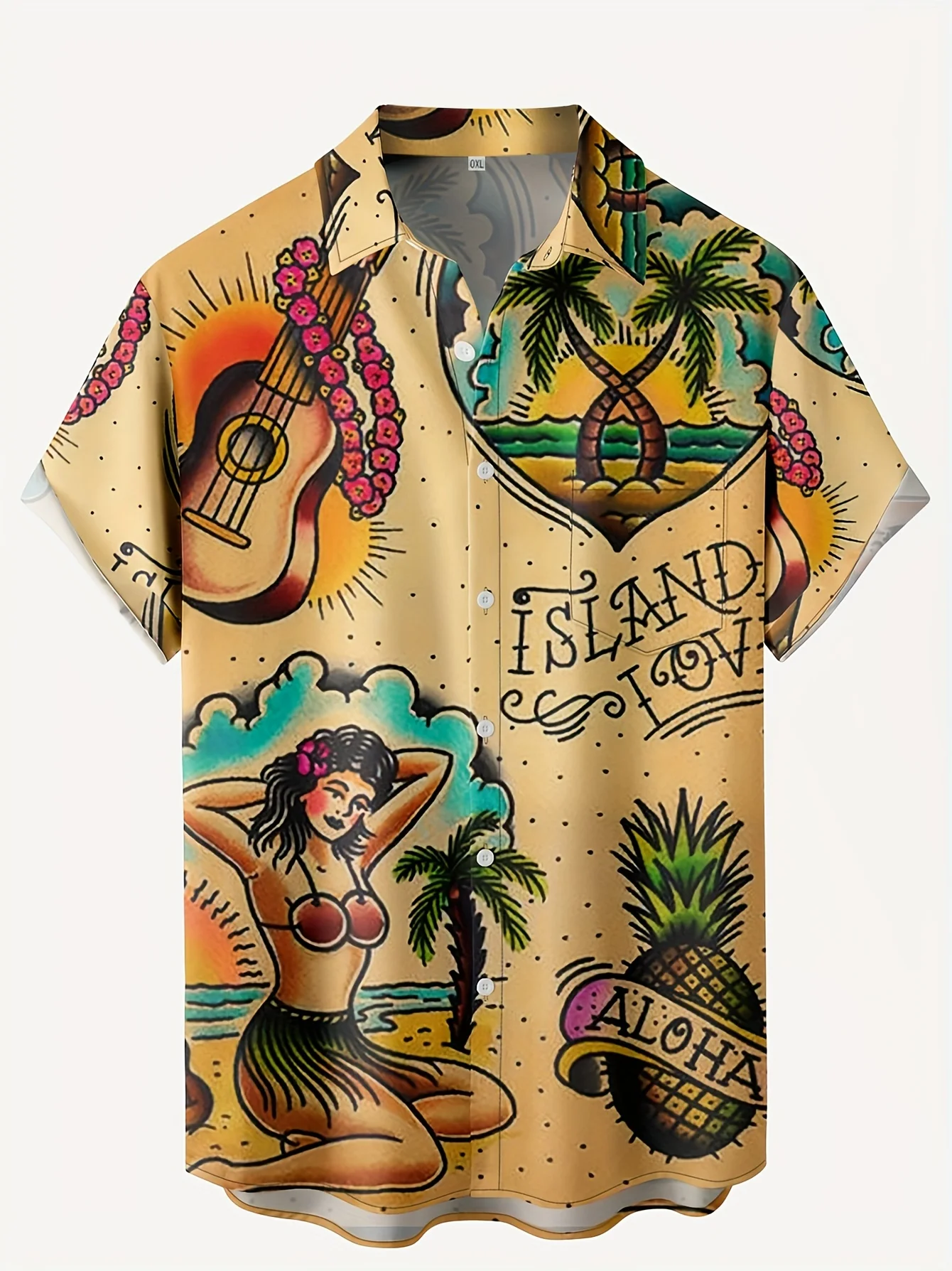 Vintage Hawaiian Floral Shirt - Camisas Hawaianas con Estampado de Tatuajes