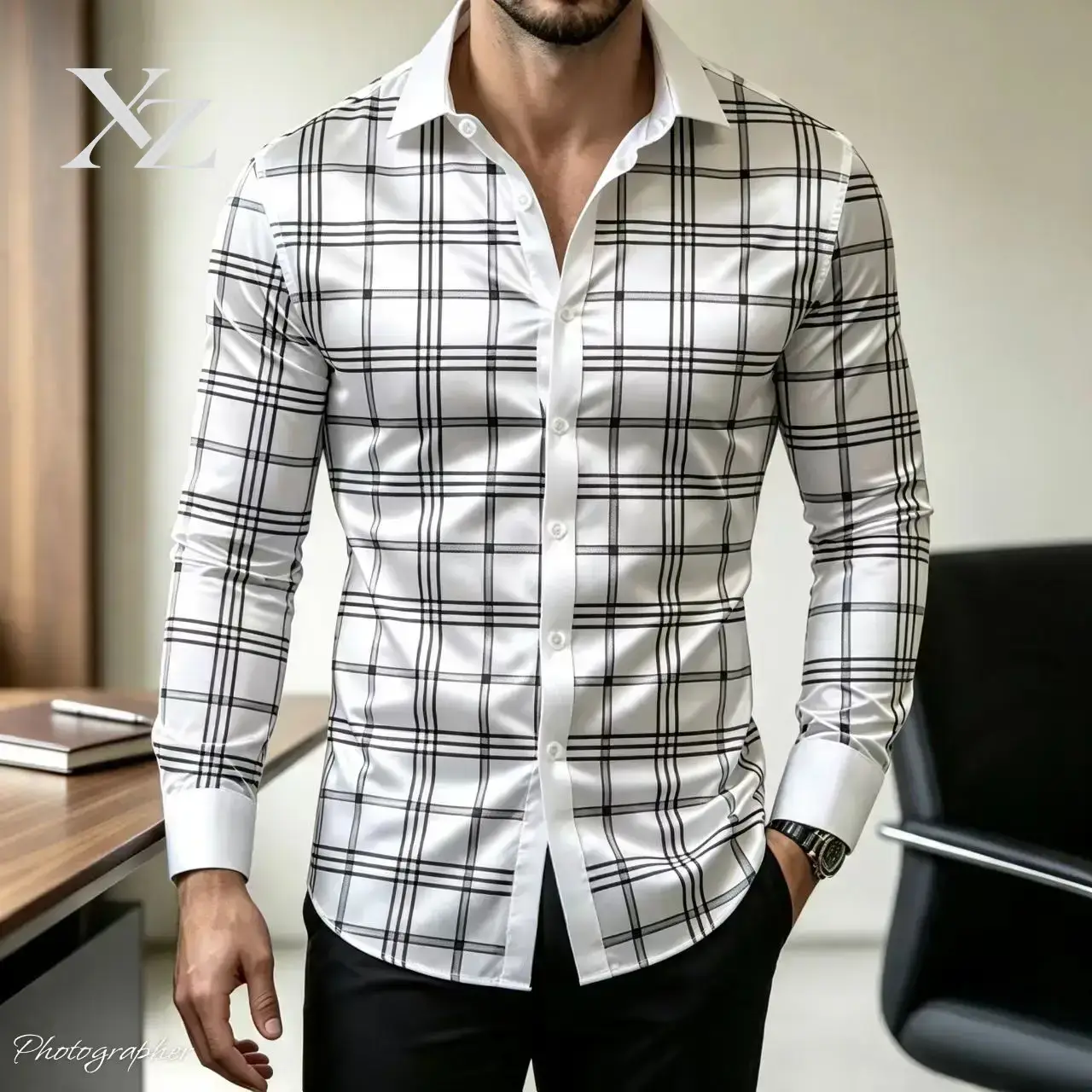 Camisa de Vestir a Cuadros de  - Mens Satin Silk Dress Shirt reseña y precio