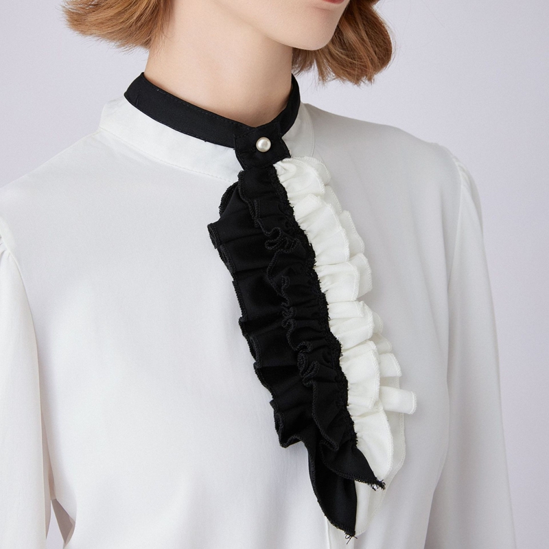 Cuello con volantes en blanco  - Shirts reseña y precio