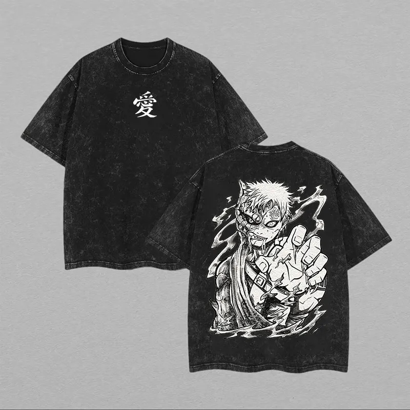 Camiseta Naruto Gaara Love Shu - Acid Wash Vintage Graphic T Shirt reseña y precio